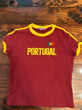 Edikted Portugal Tee in Burgundy & Yellow